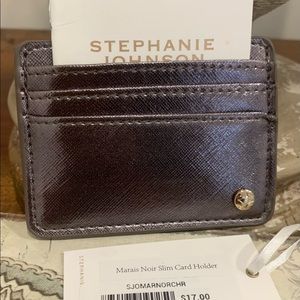STEPHANIE JOHNSON Marais Noir Slim Card/ID Holder, Credit Card Wallet NEW